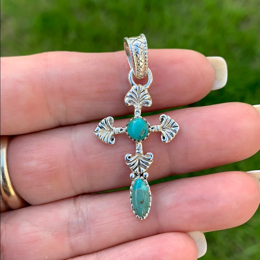Studio Barse Sterling Turquoise Cross Pendant 75$